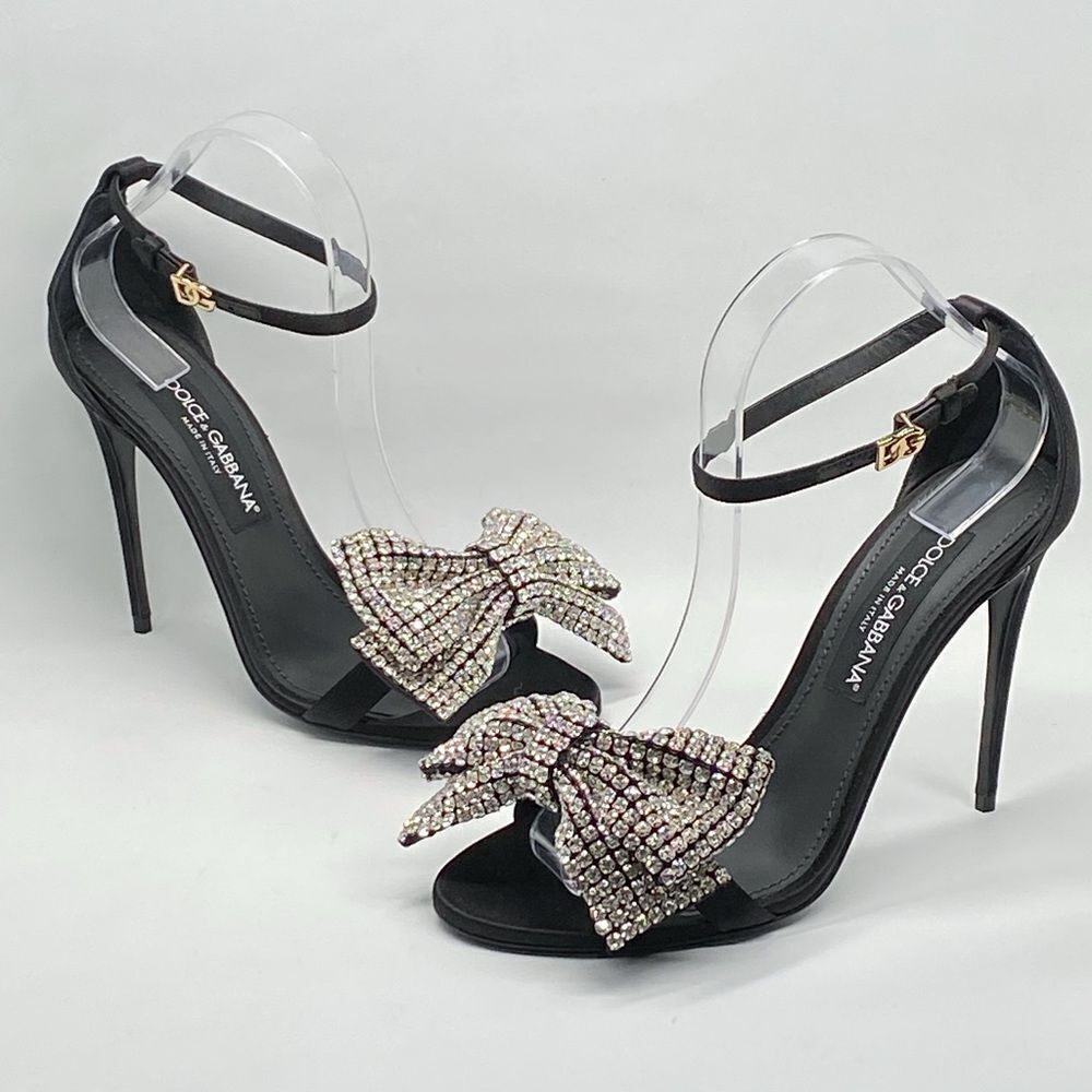 Dolce&Gabbana 100MM Crystal-Embellished Bow Sandals size 39 - Picture 4 of 16